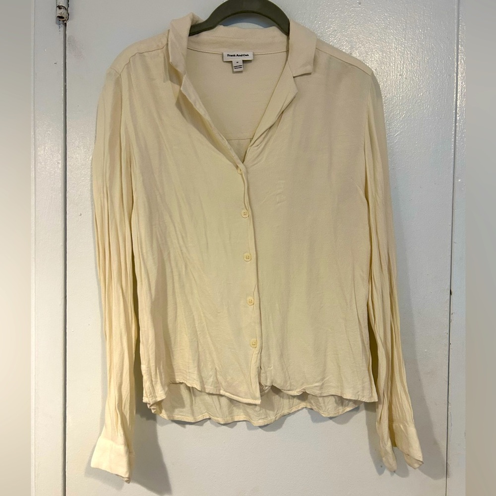 Frank and Oak Cream Button Up Blouse (Brand New)